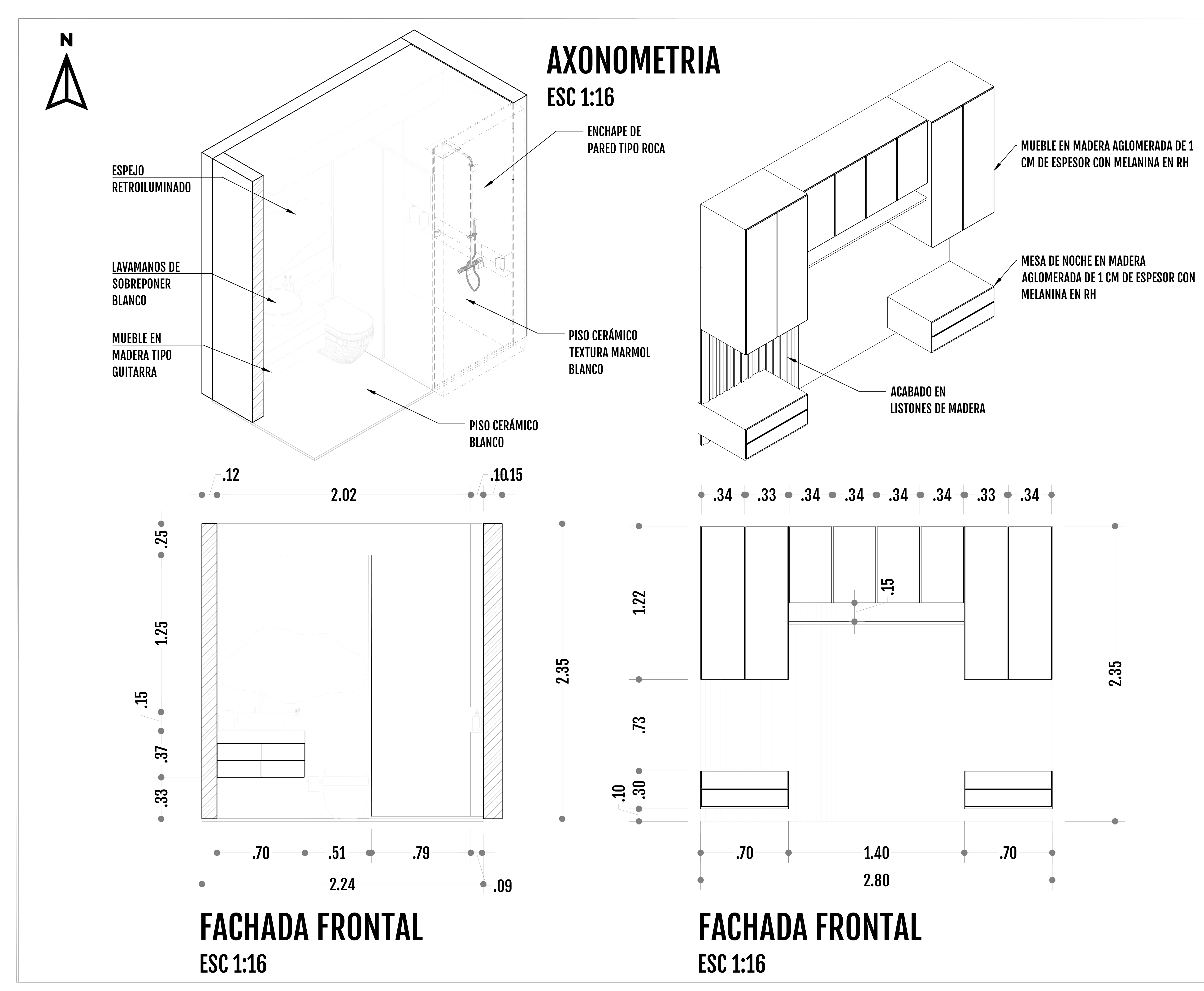Axonometría · baño